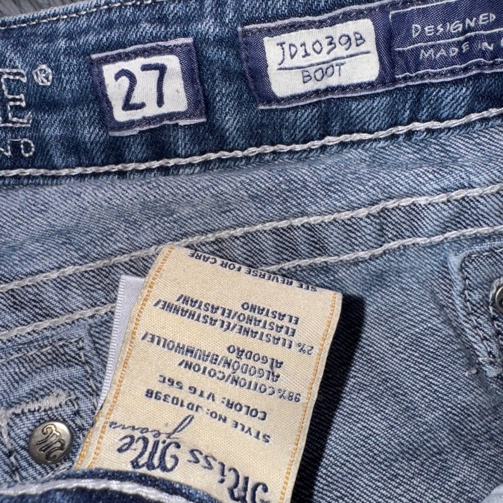 Miss Me Jeans Womens 27 Bootcut Embellished Pocket Medium Wash Flare Bell Bottom - Picture 9 of 15